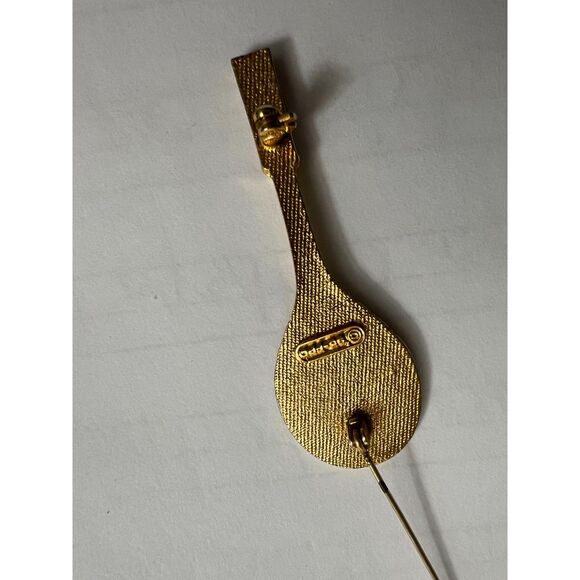 95-FPD VINTAGE PAVE CRYSTAL TENNIS RACKET PIN BROOCH WOMEN JEWELRY - Picture 3 of 3